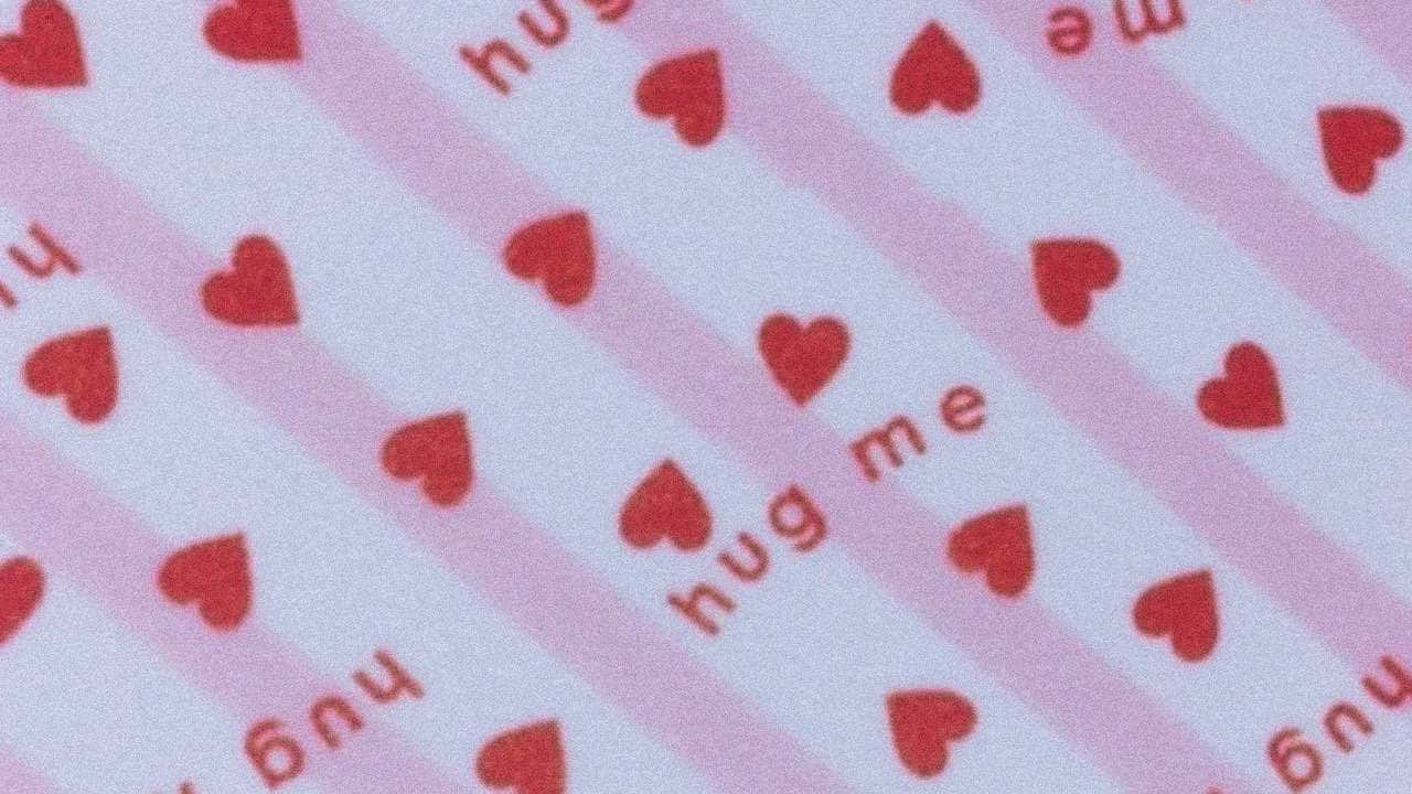 Lovecore, hug me pattern, pink and white striped, HD Desktop Wallpaper