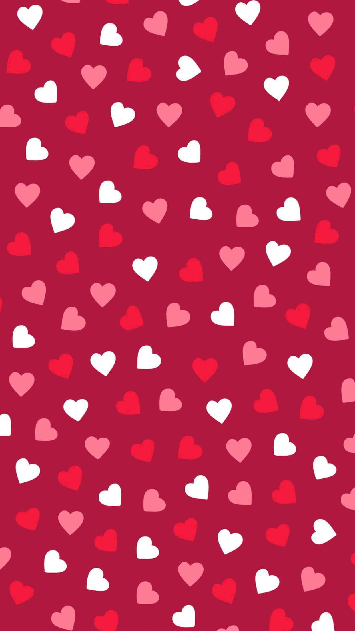 Lovecore, hearts pattern, vibrant red background, Full HD Phone Wallpaper
