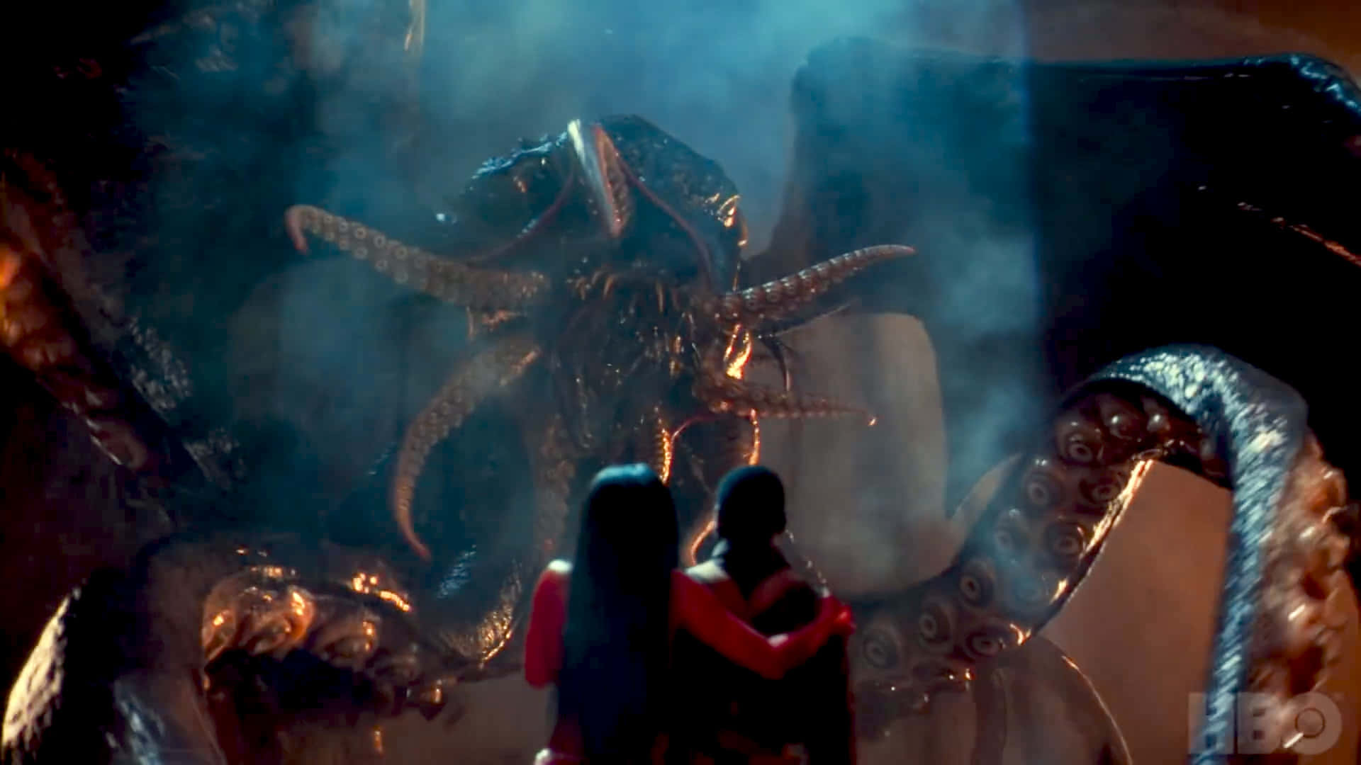 Lovecraft Country, red robes, colossal dark octopus, Full HD Desktop Wallpaper