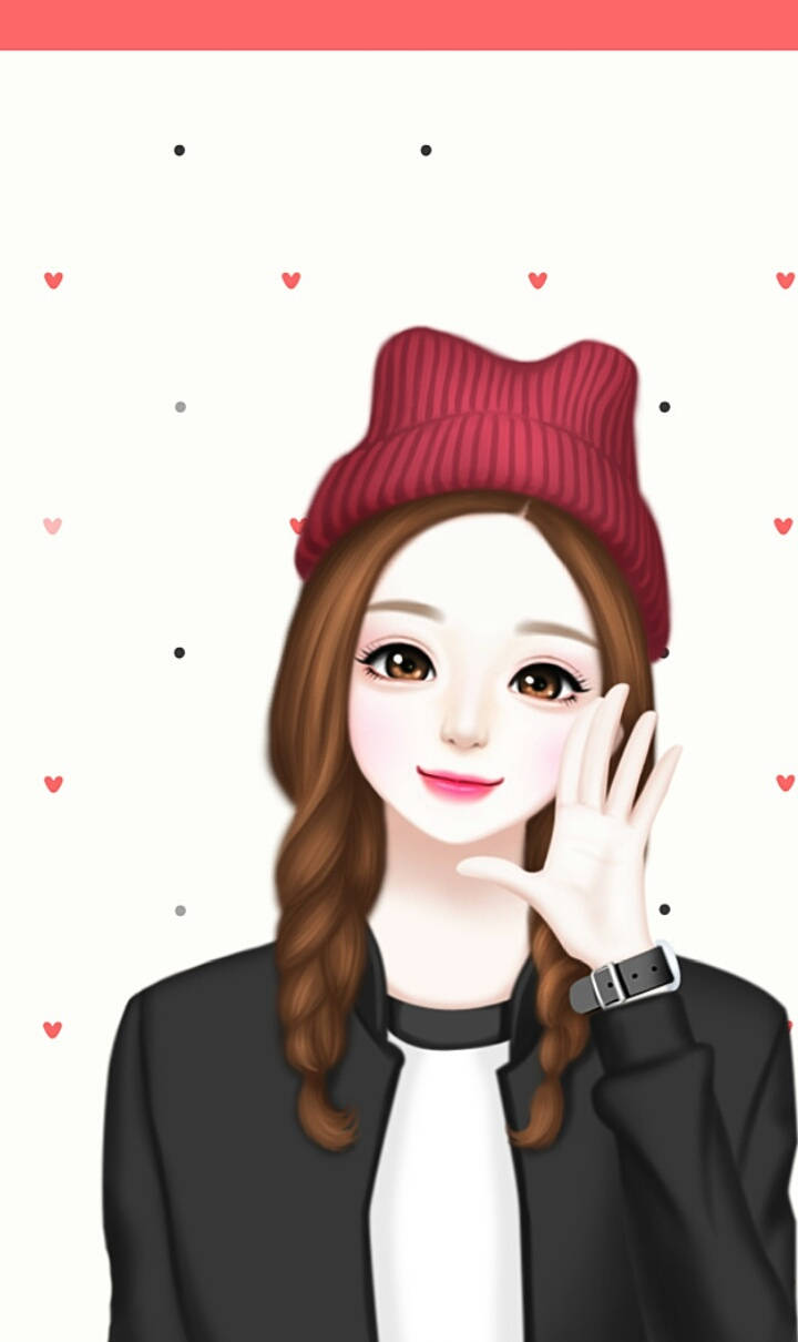 Lovely Girl, red beanie, white background, SD Phone Wallpaper