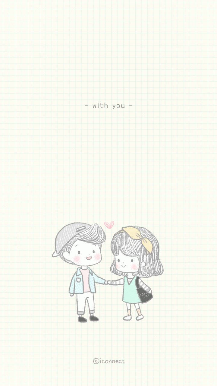 cute couple, graph paper, pink heart, HD Phone Wallpaper