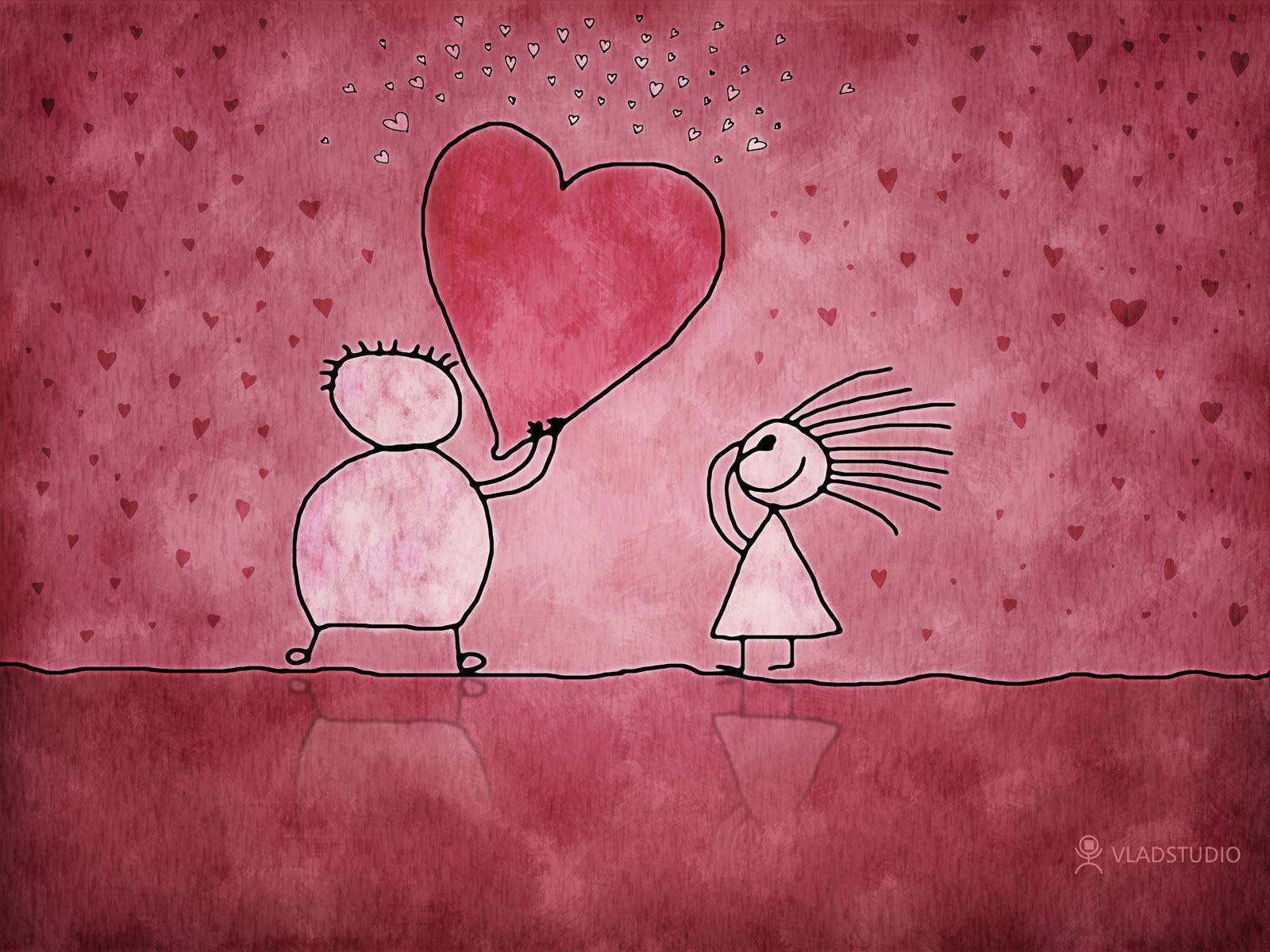 Cute Valentine's Lover Desktop, giant heart balloon, textured pink background, HD Desktop Wallpaper