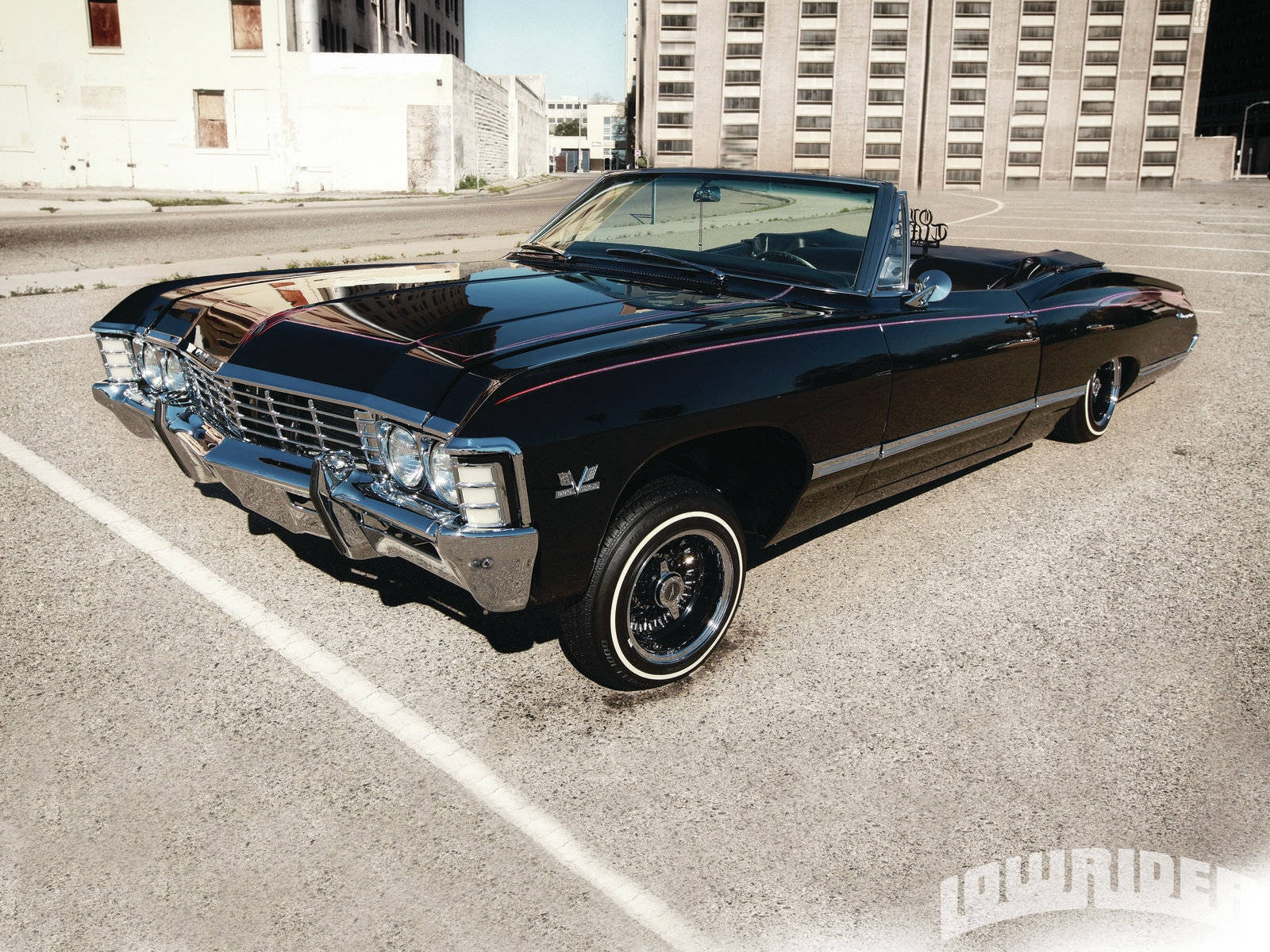 1967 Chevrolet Impala, glossy black, chrome accents, HD Desktop Wallpaper