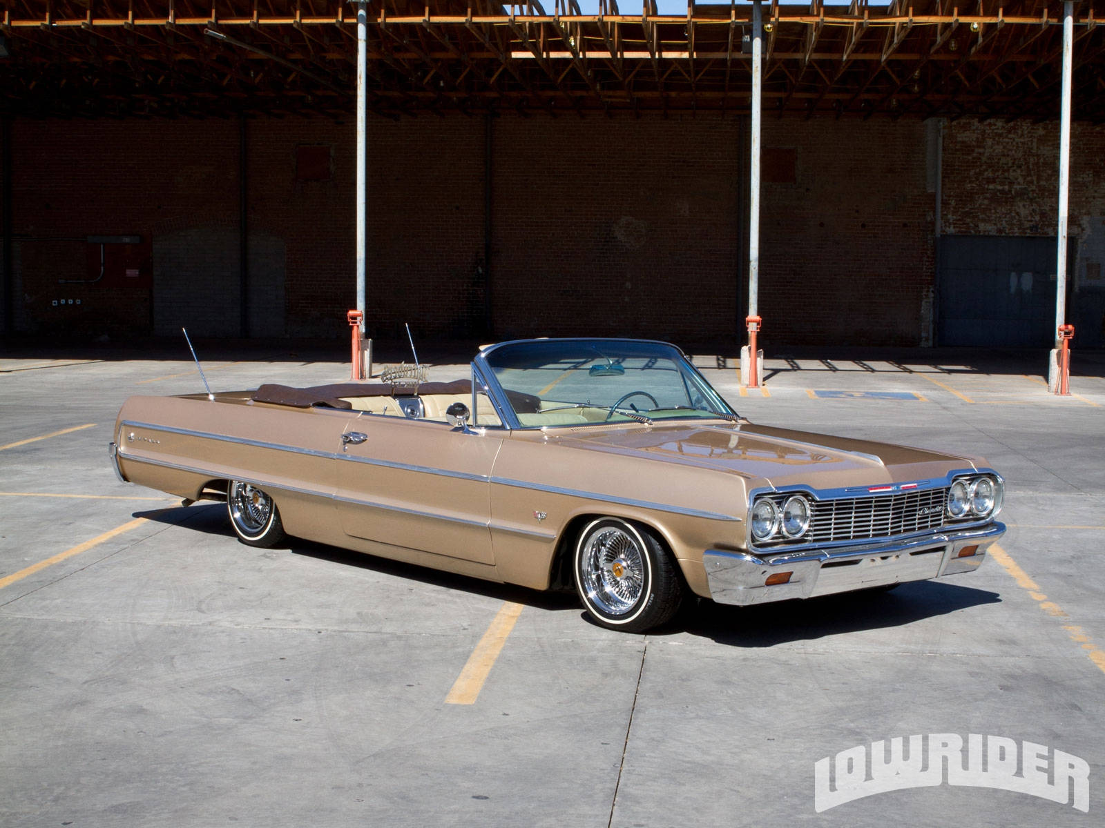 1964 Impala, cream colored, tan classic convertible, HD Desktop Wallpaper
