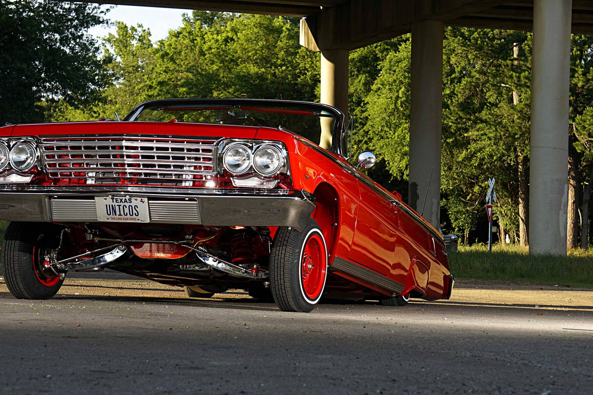 glossy red, classic convertible, custom chrome, Full HD Desktop Wallpaper