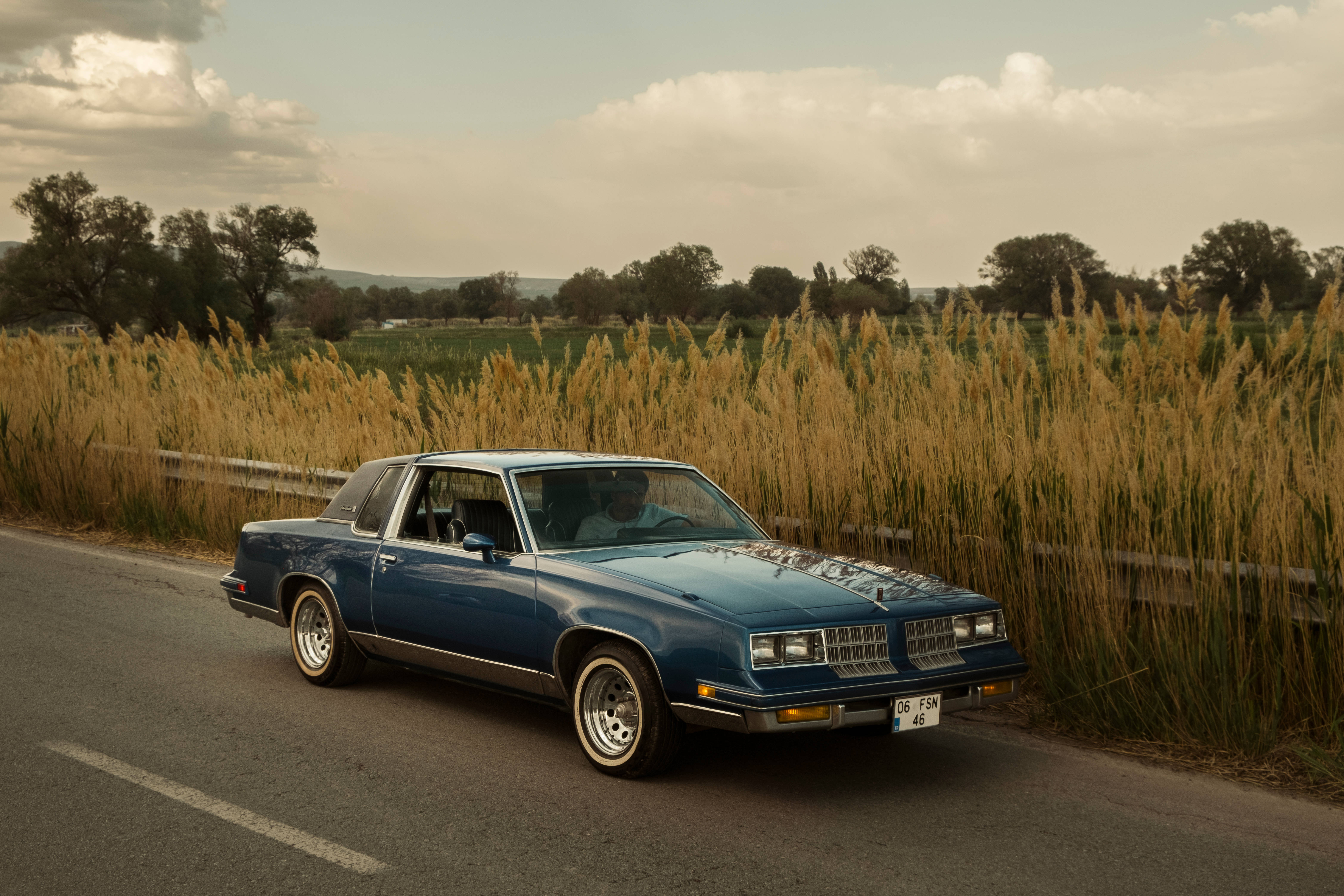 Lowrider Blue, feather reed, vintage blue coupe, 5K Desktop Wallpaper