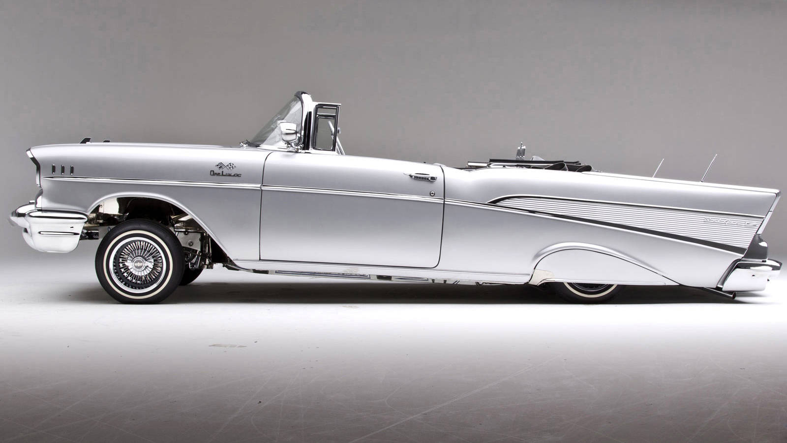 1957 Chevrolet Bel Air, silver, chrome accents, HD Desktop Wallpaper
