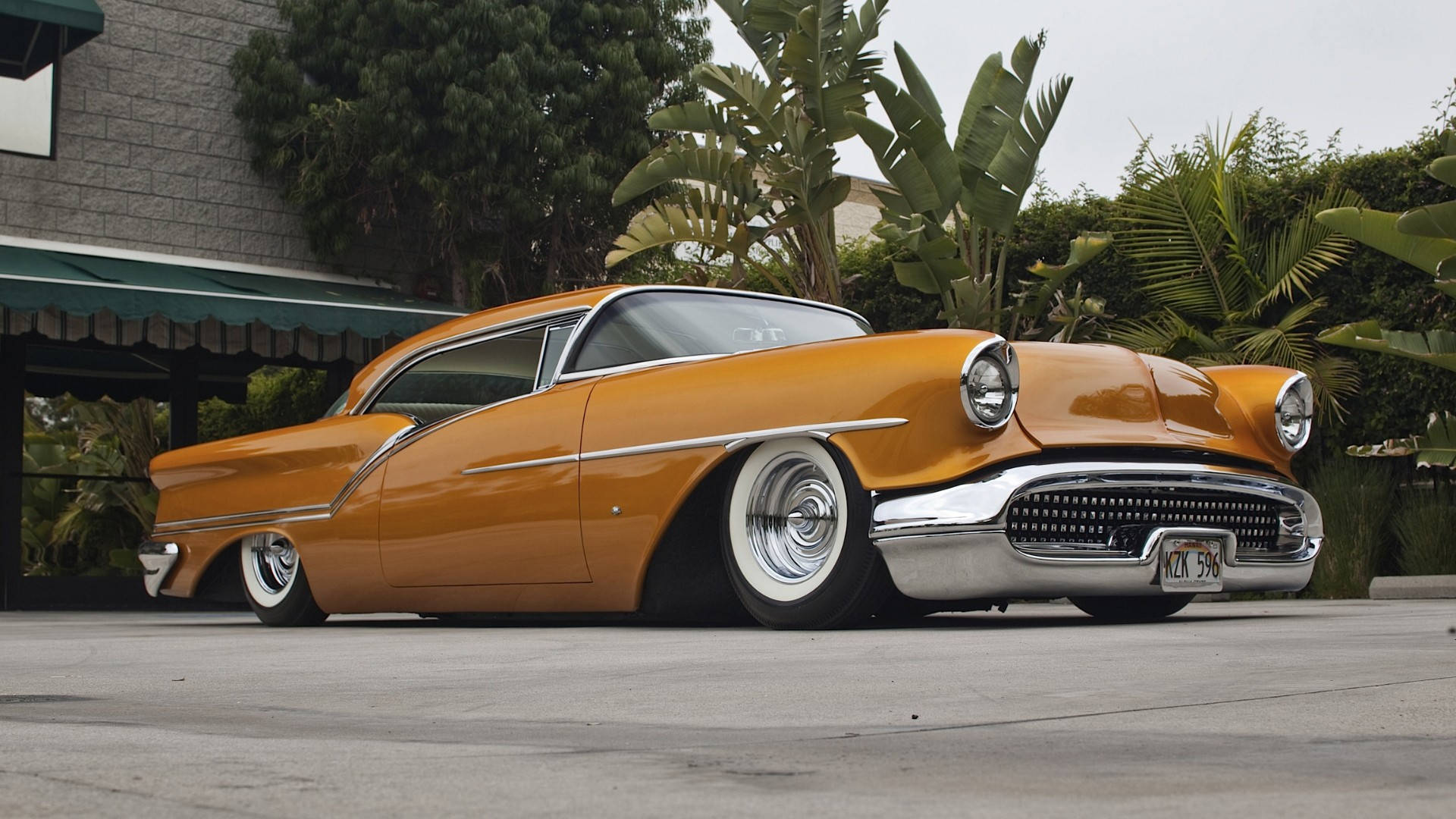 1957 Oldsmobile, Yellow Mustard, gleaming orange, Full HD Desktop Wallpaper