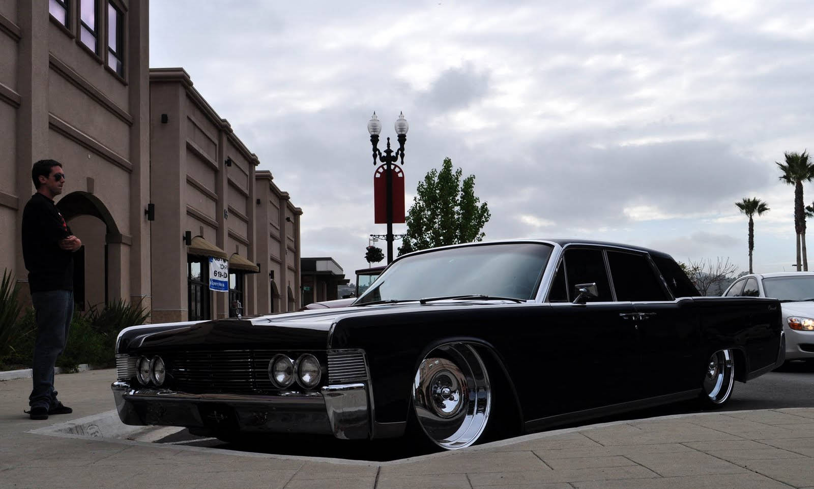 1965 Lincoln Continental, lowrider custom, sleek black, HD Desktop Wallpaper