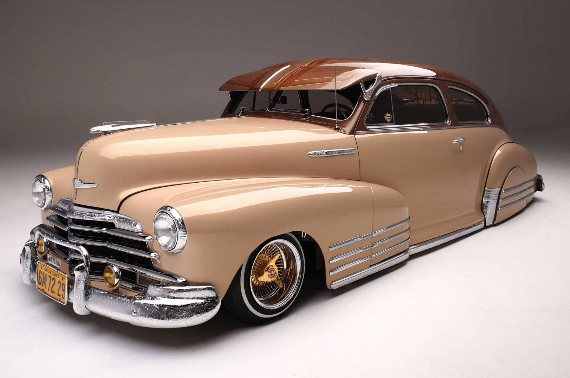 1947 Chevrolet Fleetline, beige body, brown roof, Full HD Desktop Wallpaper