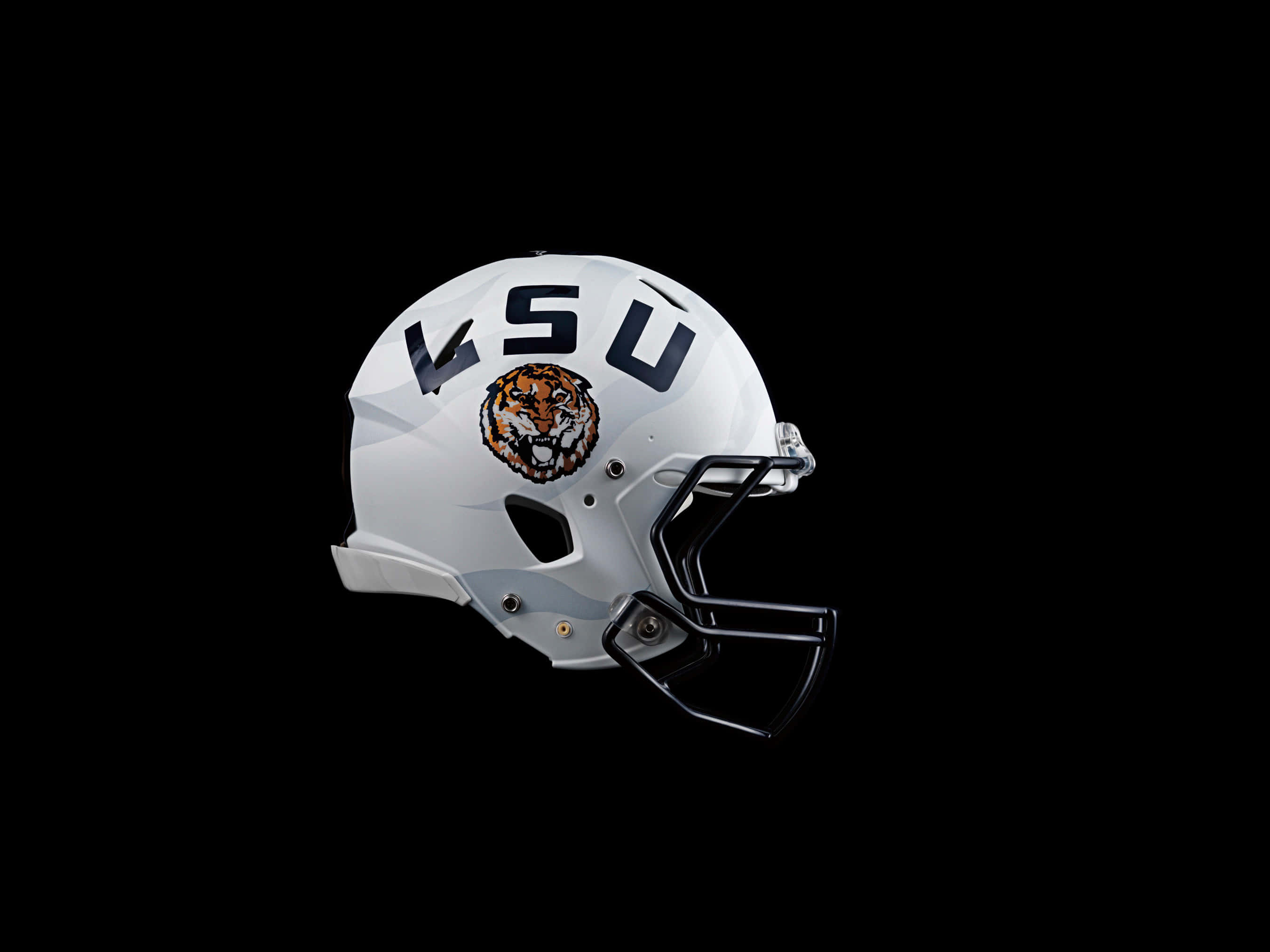 LSU Football, white LSU football helmet, fierce tiger logo, 2K Desktop Wallpaper
