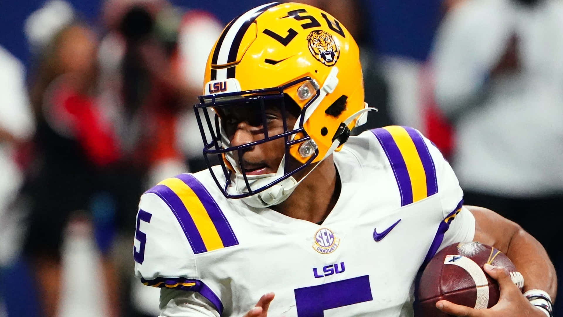 LSU Football, yellow, purple, Full HD Desktop Wallpaper