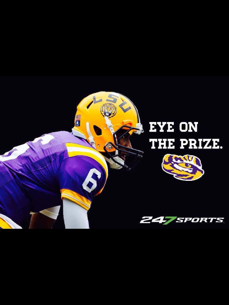 LSU, football player, purple and gold gear, SD Phone Wallpaper