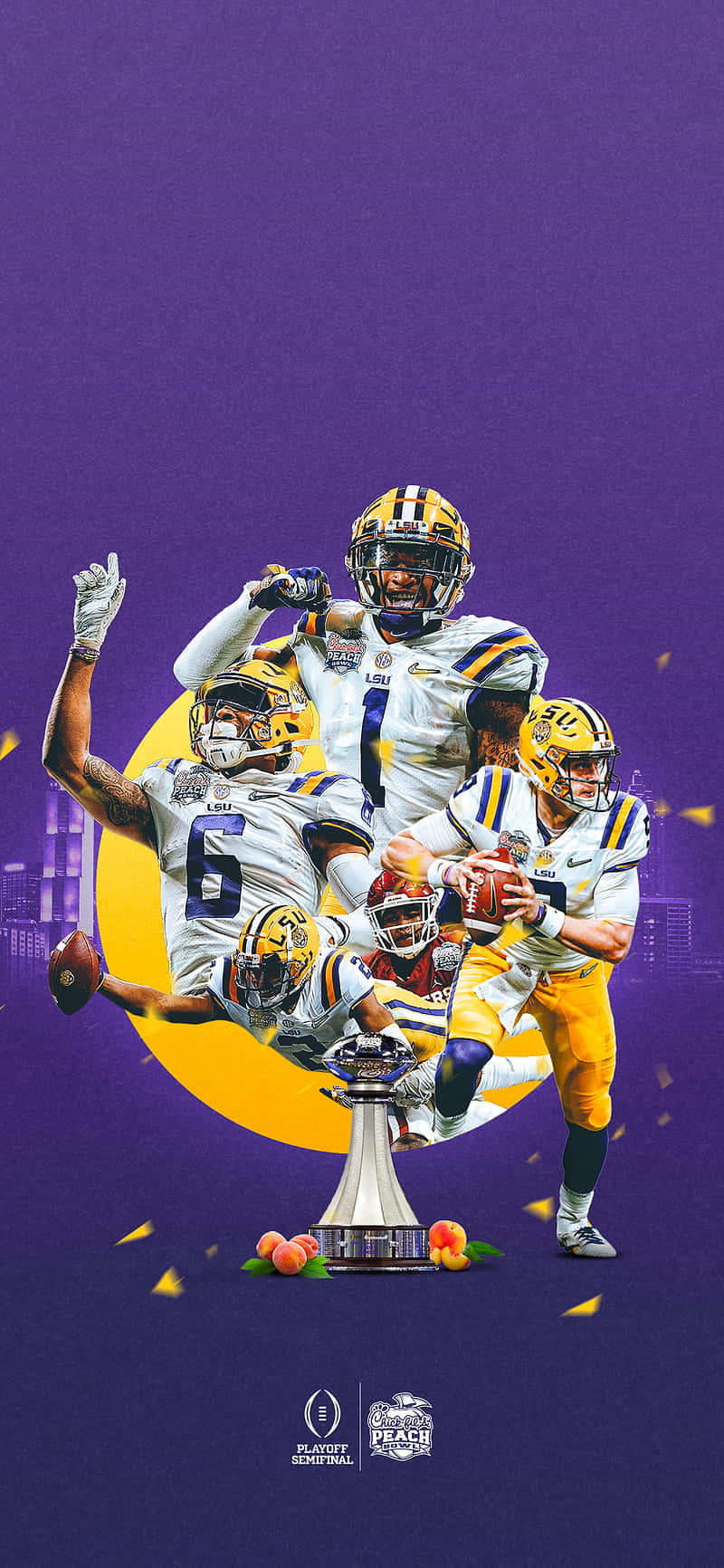 LSU, football players, purple and yellow, HD Phone Wallpaper