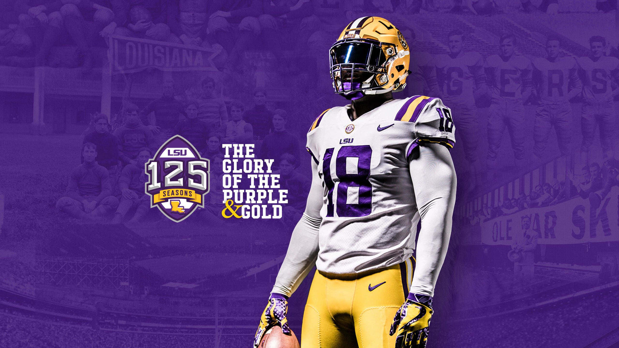 LSU Tigers, purple and gold uniform, football, 2K Desktop Wallpaper