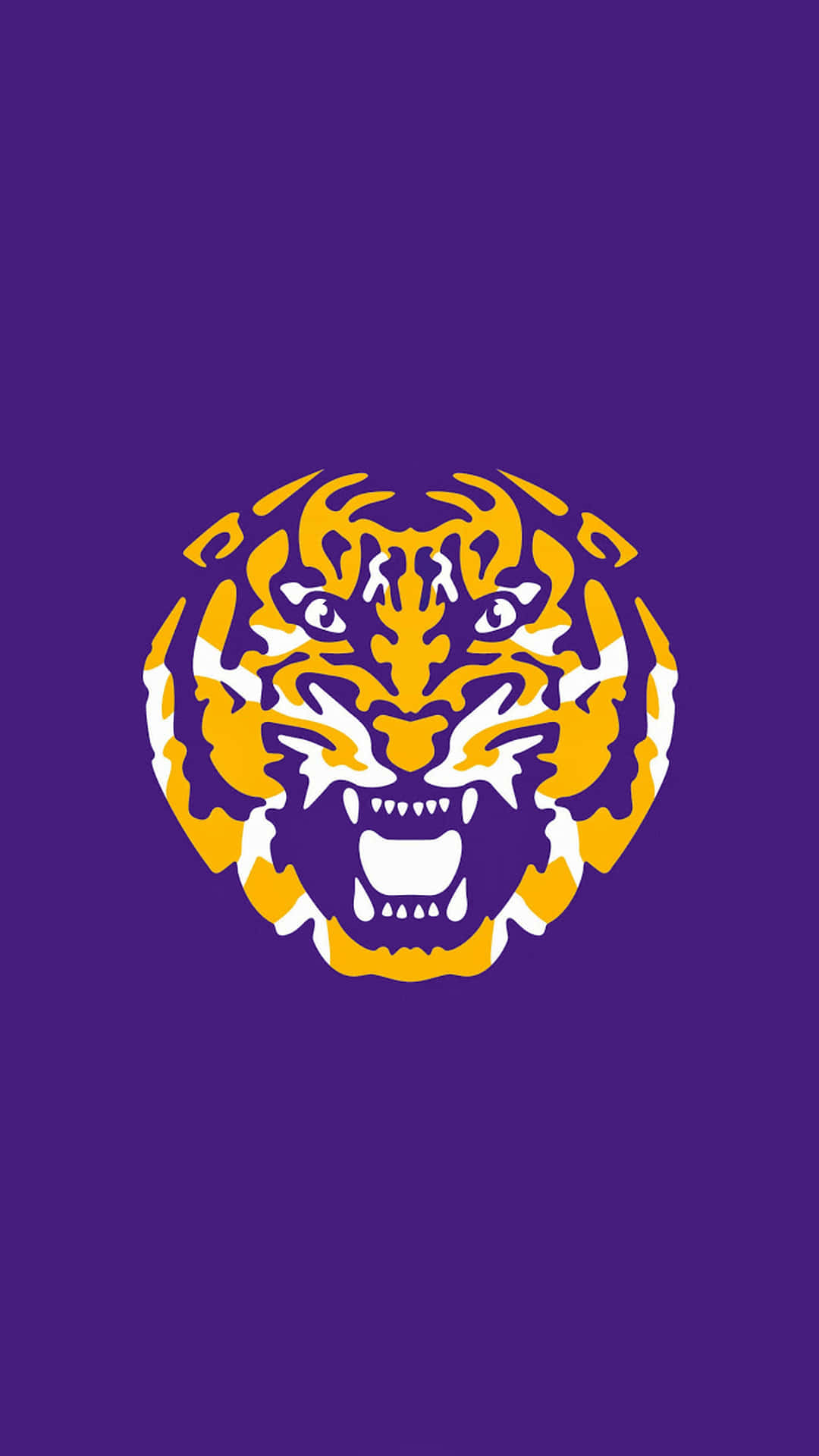 LSU Tigers, yellow and white stripes, purple background, Full HD Phone Wallpaper