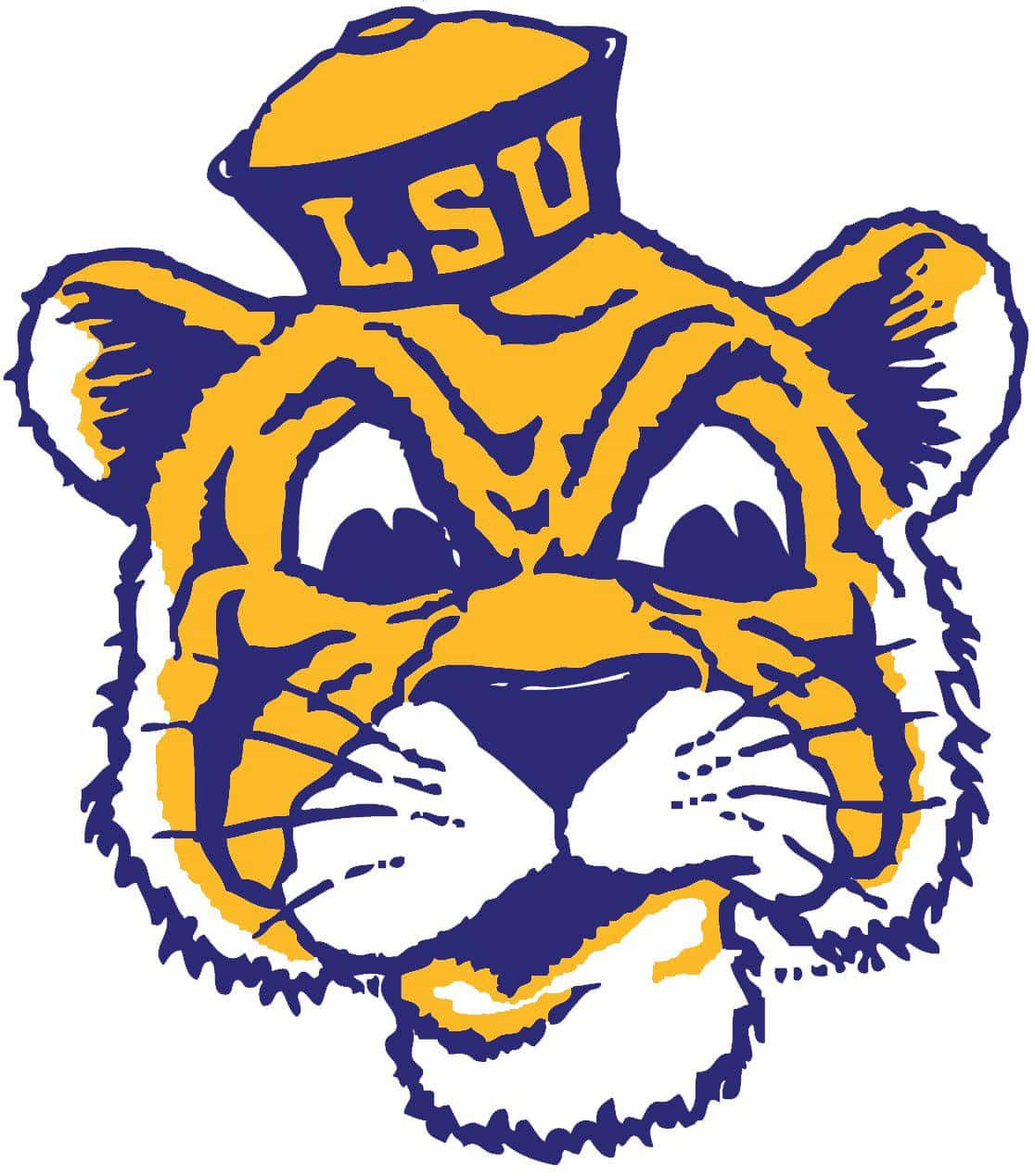 LSU Tigers, tiger mascot, yellow LSU cap, SD Phone Wallpaper