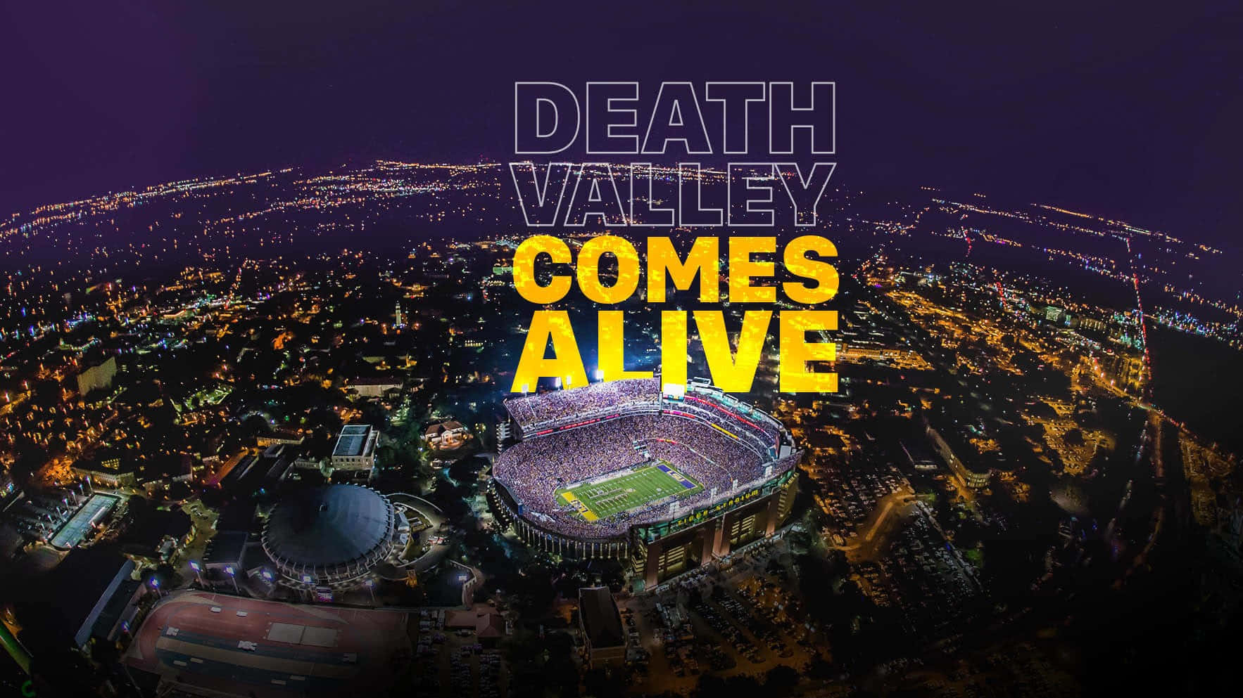 Lsu Tigers, Aerial night view, brightly lit stadium, HD Desktop Wallpaper