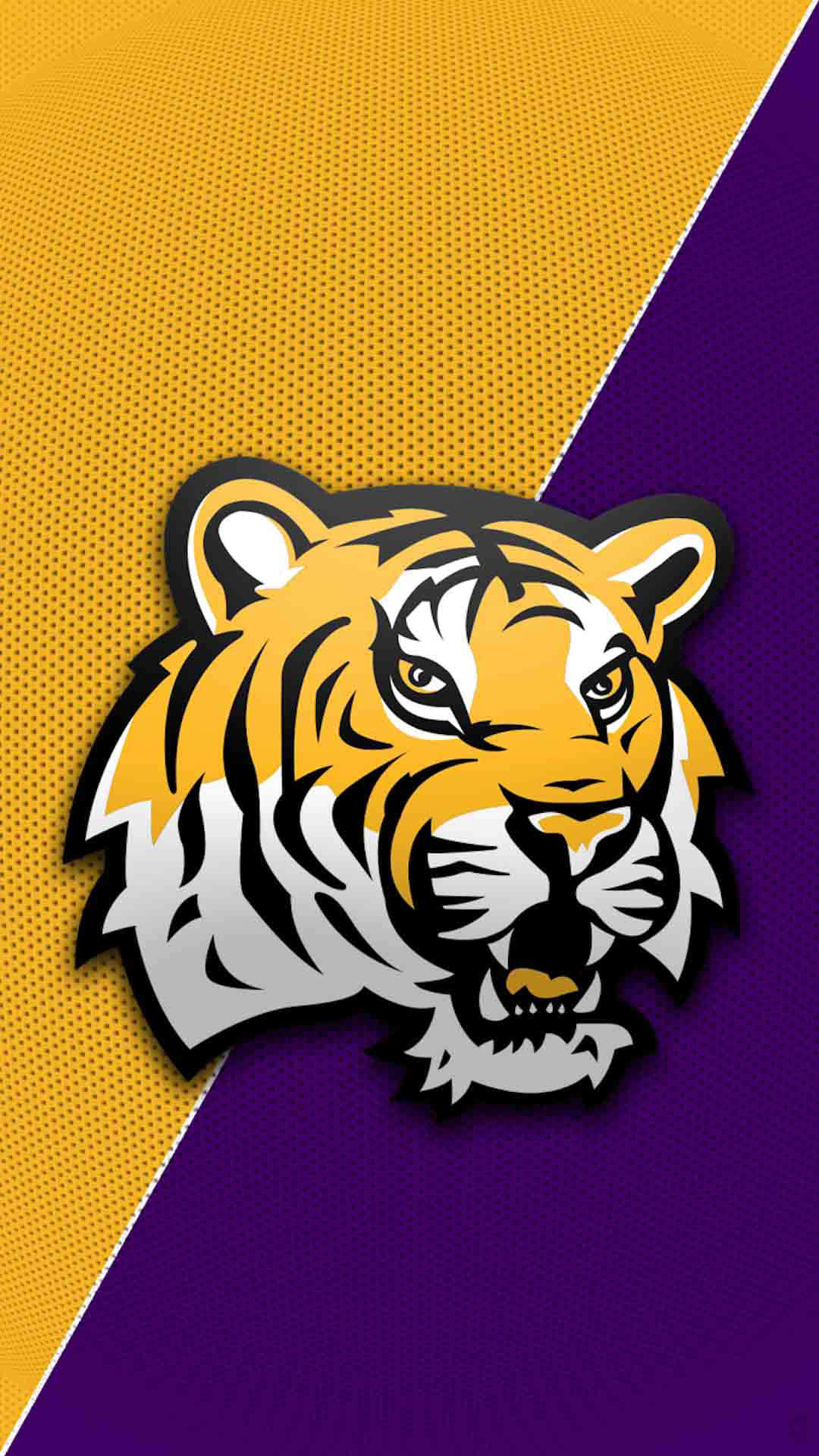 LSU Tigers, tiger mascot logo, yellow and purple, Full HD Phone Wallpaper