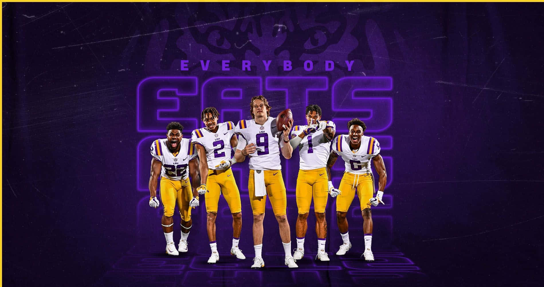 LSU Tigers, white and gold uniforms, purple background, HD Desktop Wallpaper