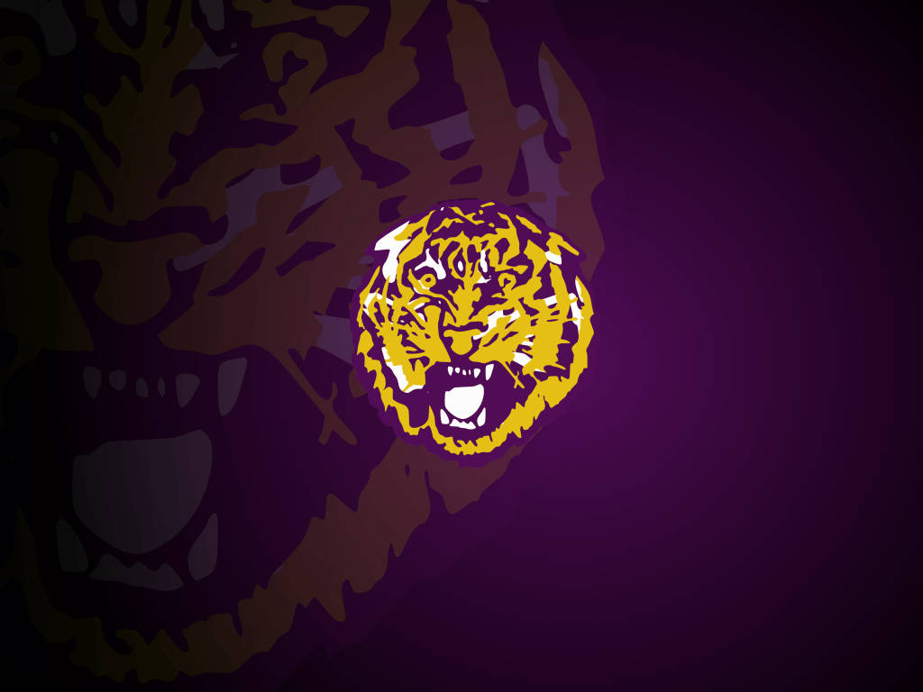 tiger logo, purple background, yellow tiger head, SD Desktop Wallpaper