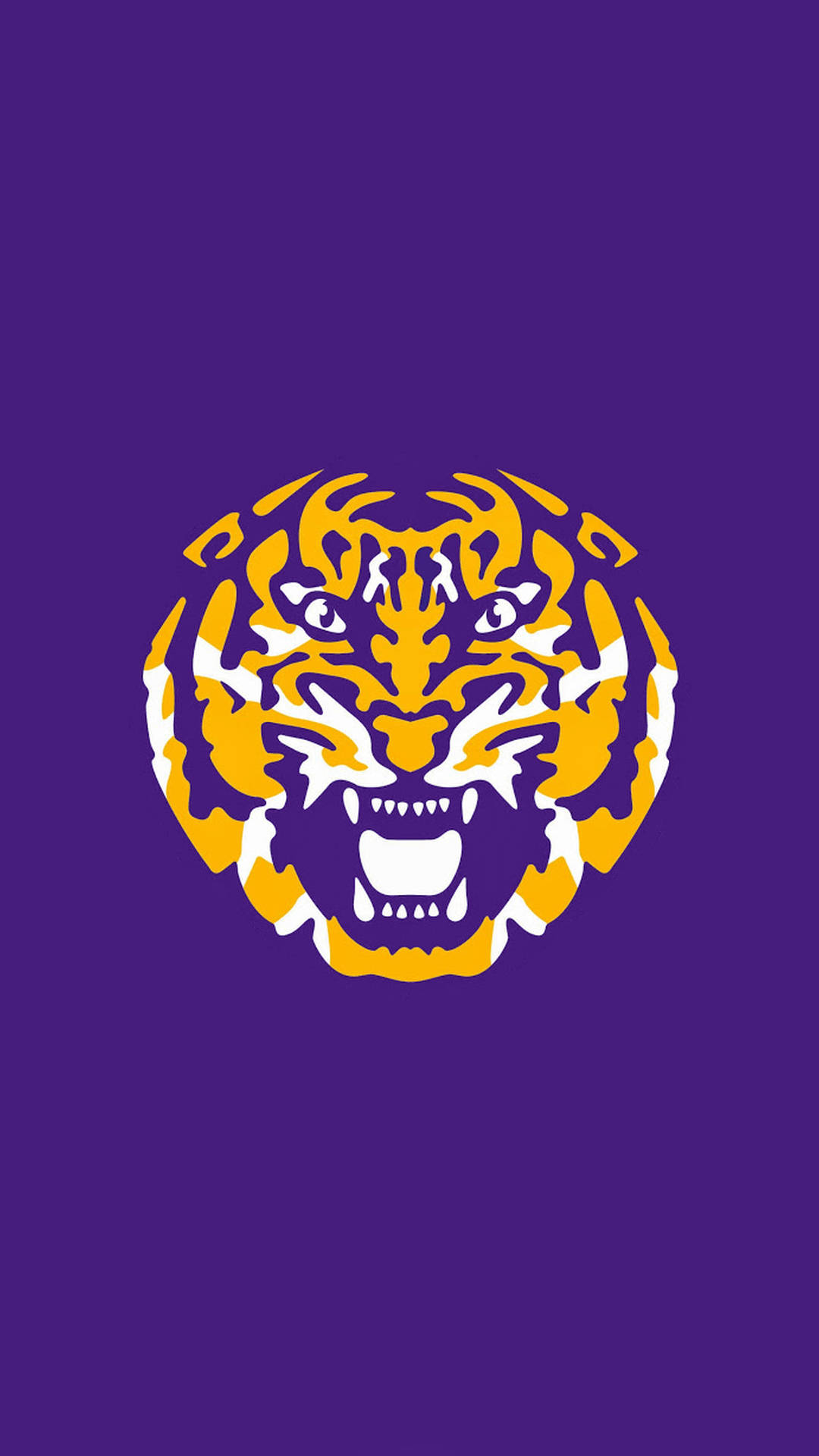 LSU, tiger head logo, yellow and white stripes, Full HD Phone Wallpaper