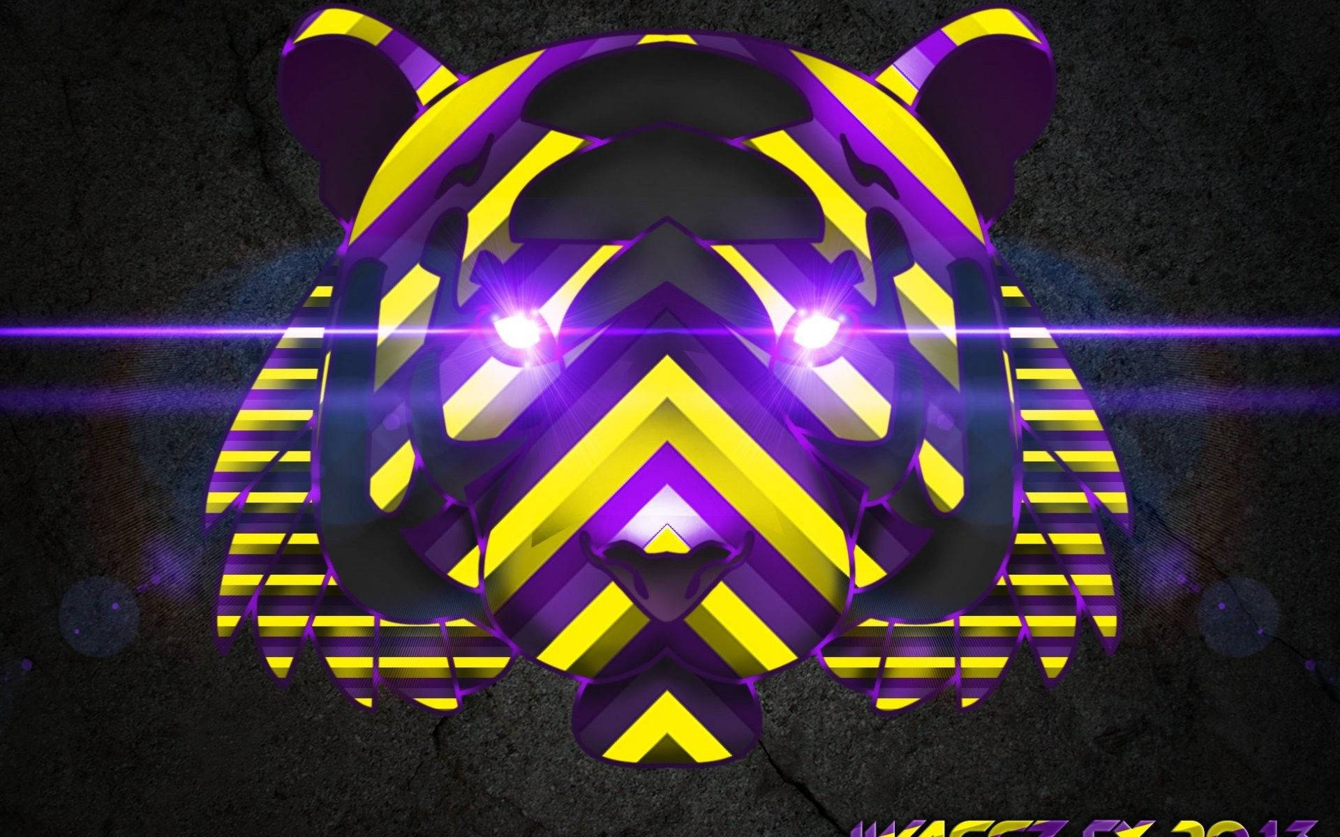 LSU, purple and yellow tiger, glowing purple and yellow stripes, Full HD Desktop Wallpaper