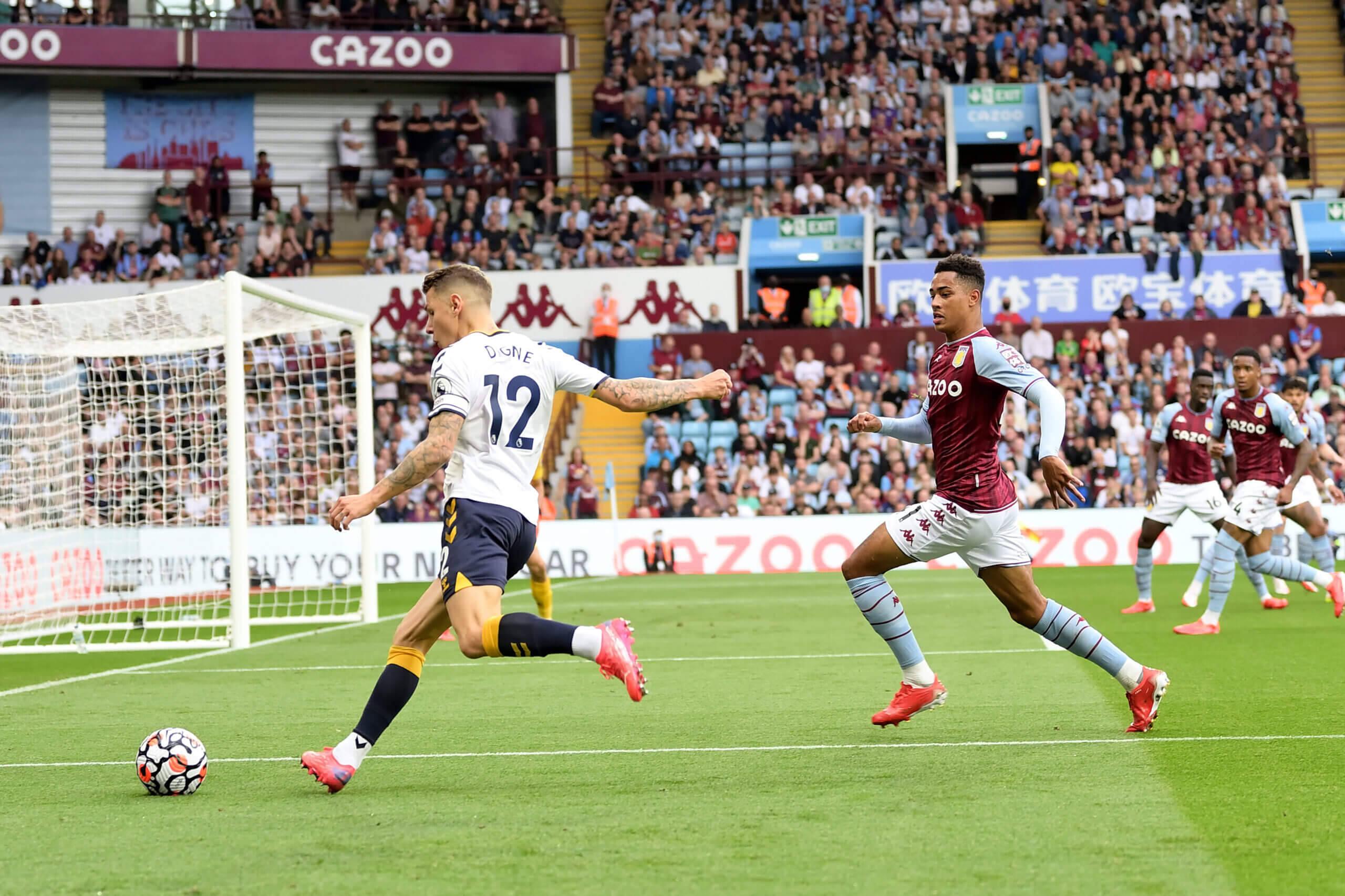 Lucas Digne, white jersey, maroon defenders, 2K Desktop Wallpaper