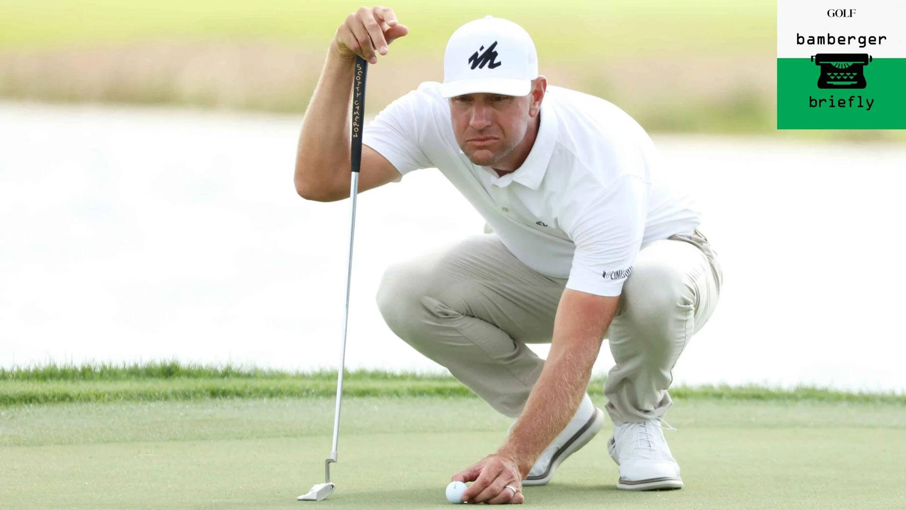 Lucas Glover, white, green putting surface, HD Desktop Wallpaper