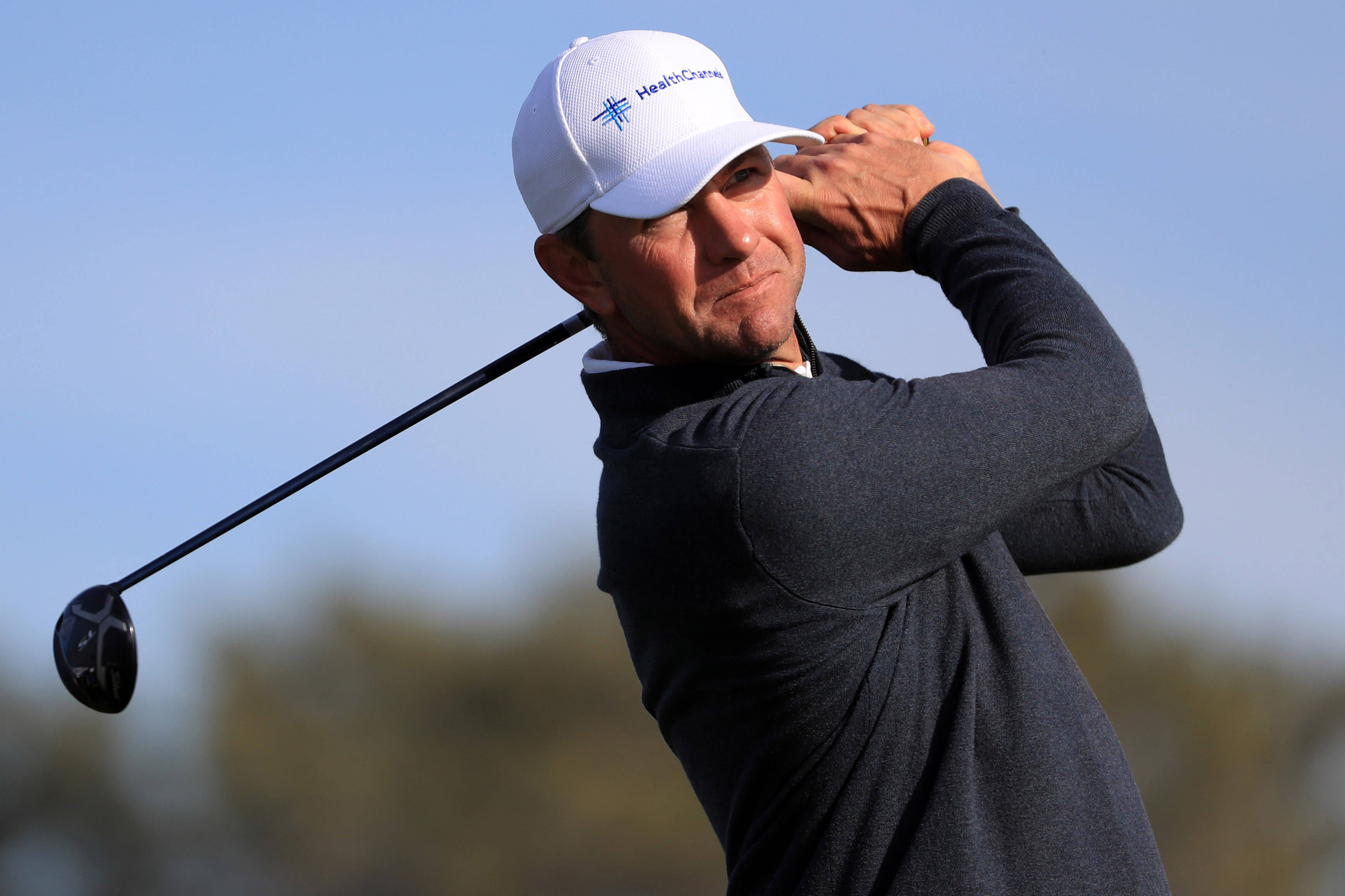 Lucas Glover, golfer, mid-swing, 2K Desktop Wallpaper