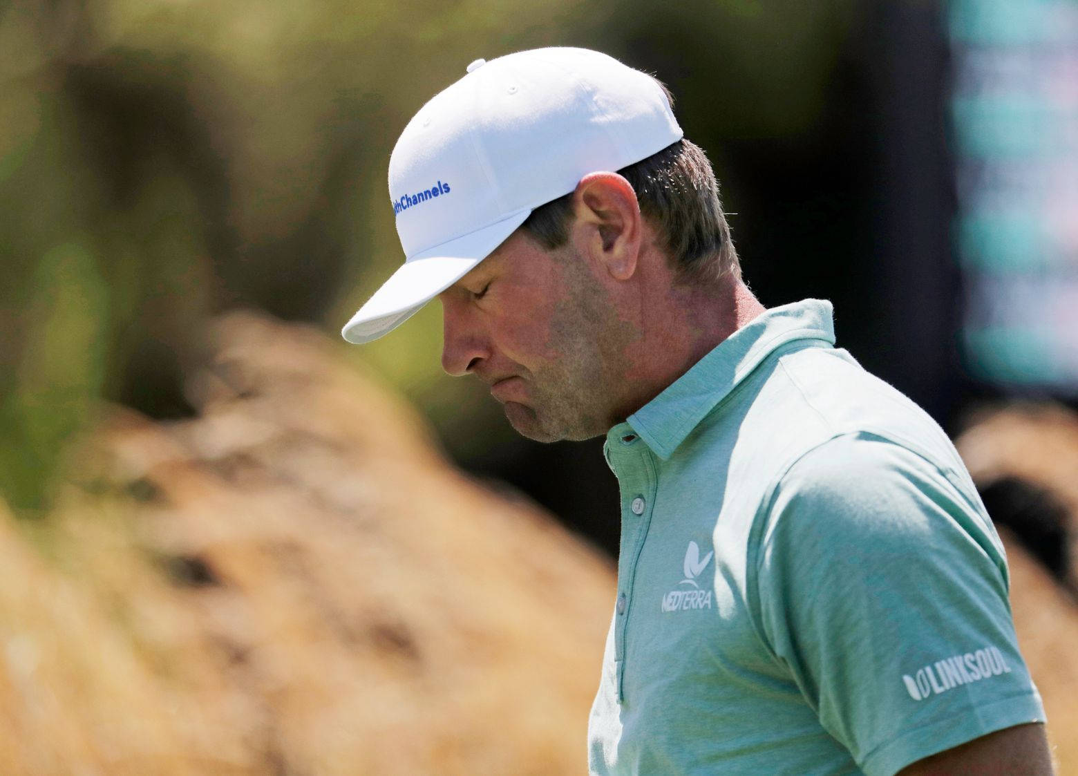 Lucas Glover, white cap, light blue polo, HD Desktop Wallpaper