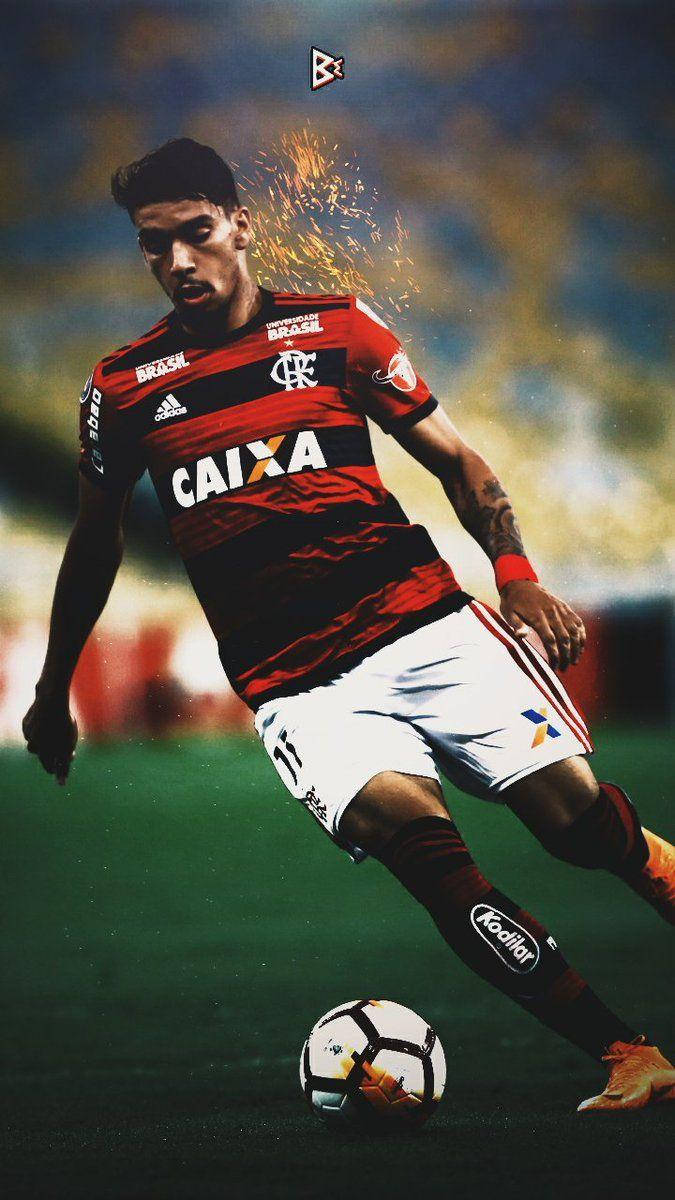 Lucas Paquetá, red and black stripes, sparks flying from his boot, SD Phone Wallpaper
