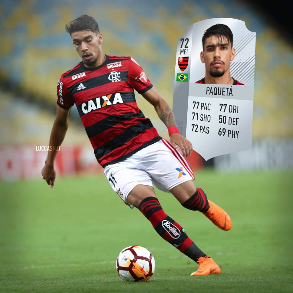 Lucas Paquetá, red and black stripes, green pitch, SD Desktop Wallpaper