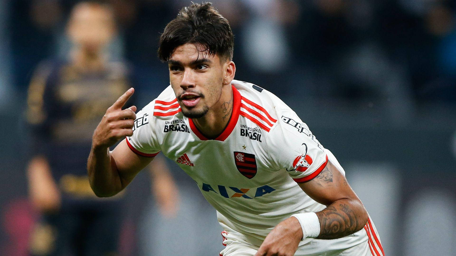 Lucas Paquetá, white and red striped jersey, night match, Full HD Desktop Wallpaper