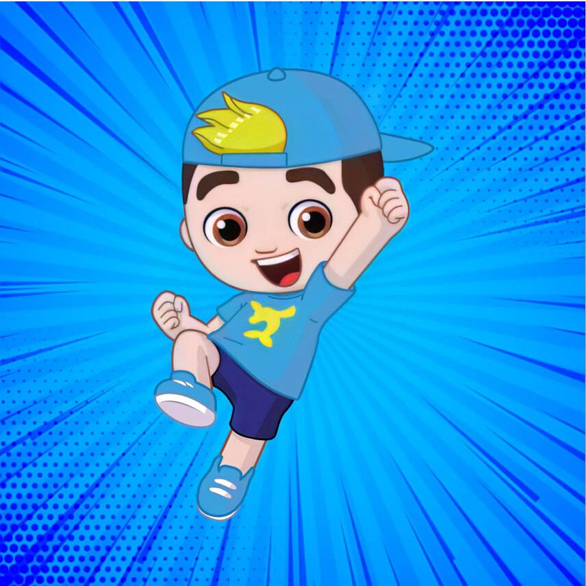 Luccas Neto, cartoon version, blue cap, SD Desktop Wallpaper
