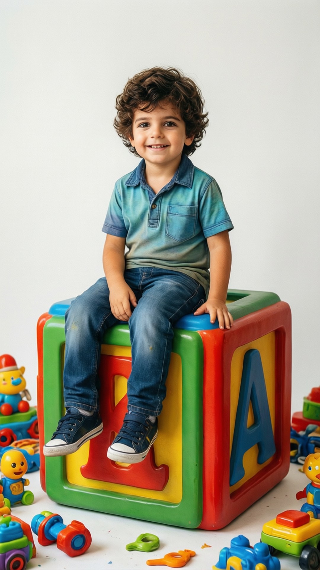 Luccas Neto, curly-haired boy, blue shirt, Full HD Phone Wallpaper