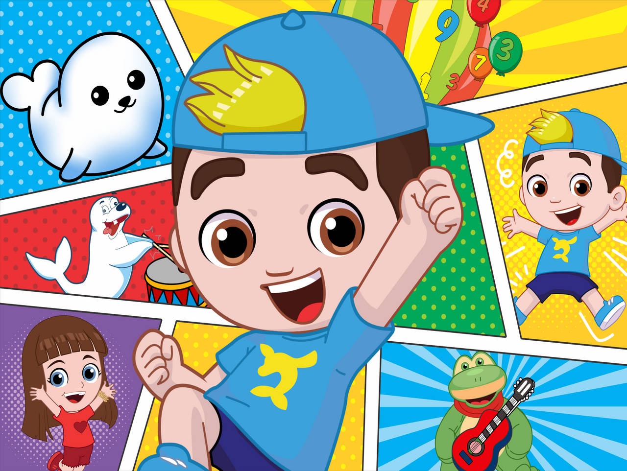 Luccas Neto, cartoon boy, blue cap, HD Desktop Wallpaper