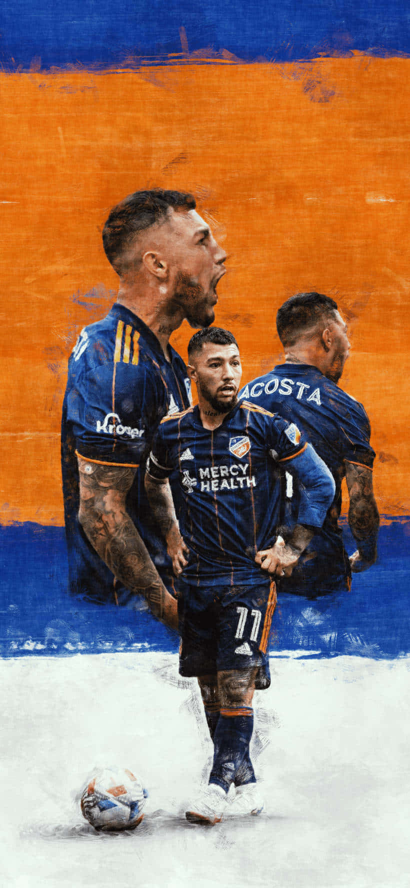 Luciano Acosta, blue jerseys, orange and white accents, HD Phone Wallpaper