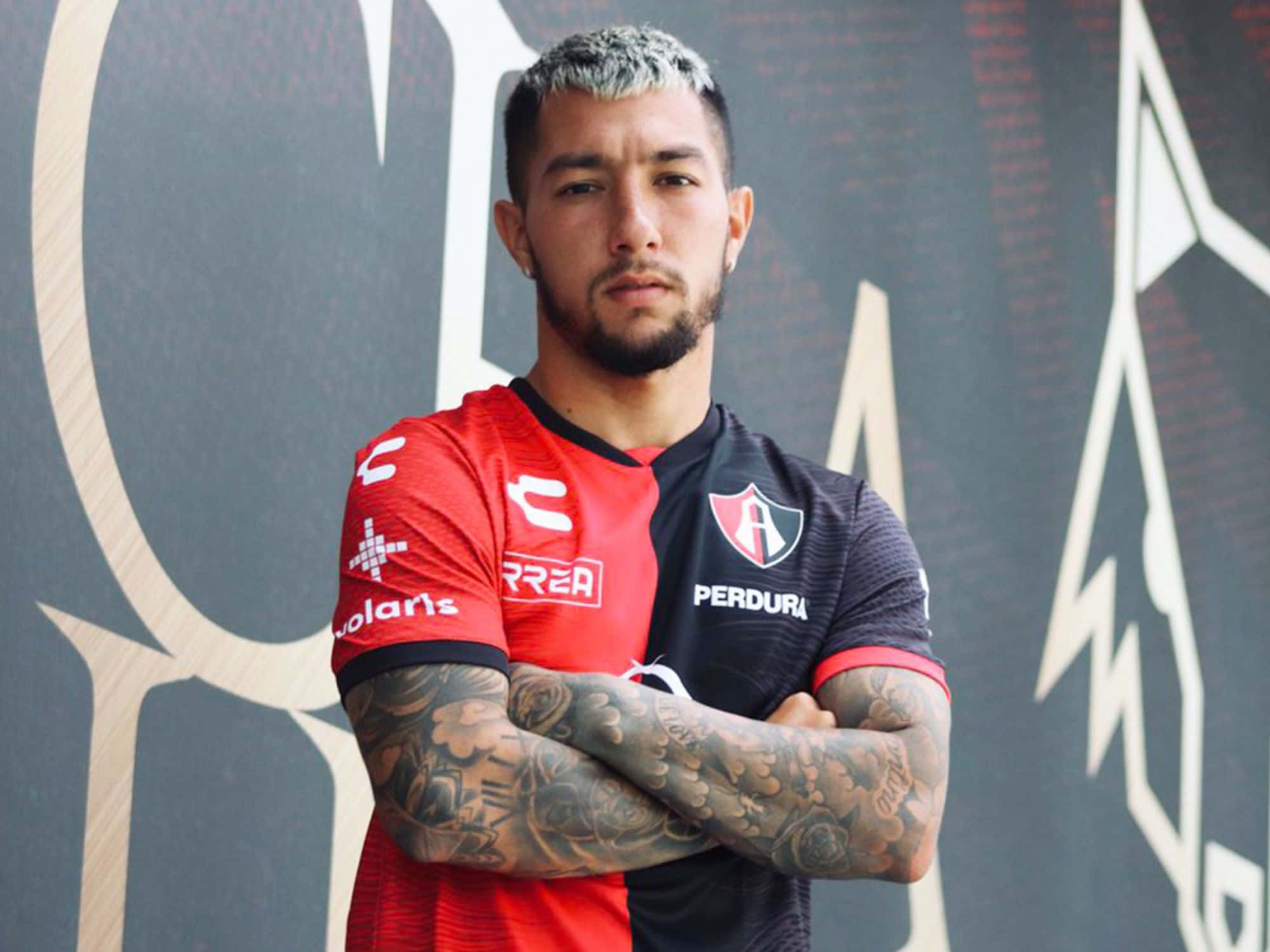 Luciano Acosta, Argentine midfielder, red and black jersey, Full HD Desktop Wallpaper