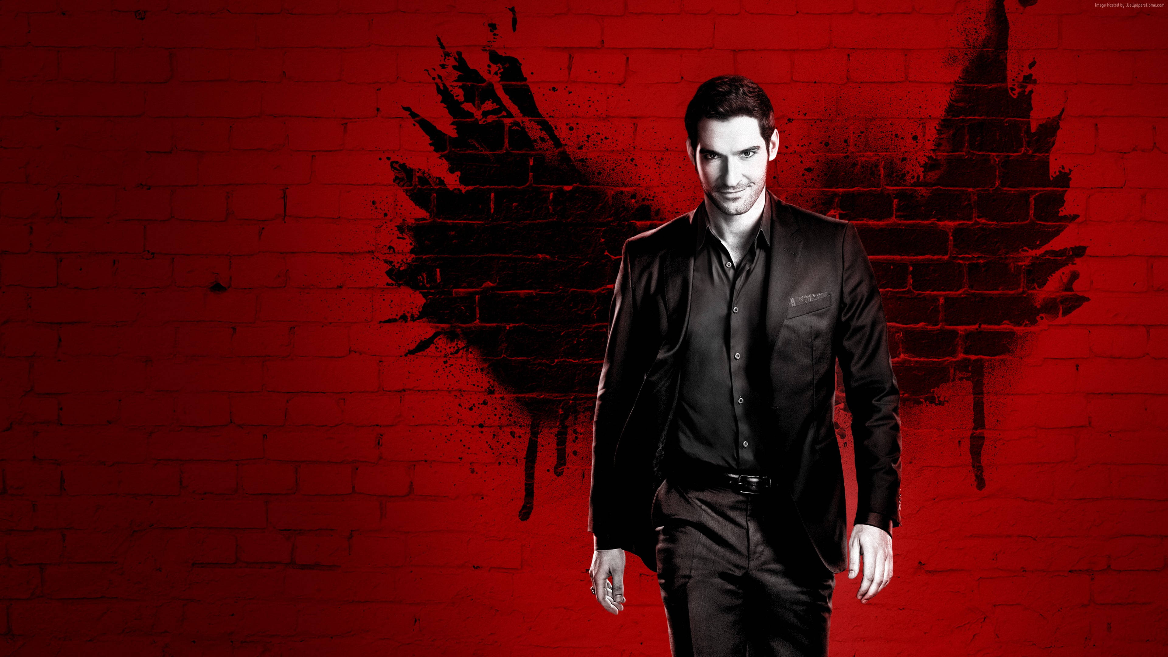 Lucifer, black wings, red aesthetic, 4K Desktop Wallpaper