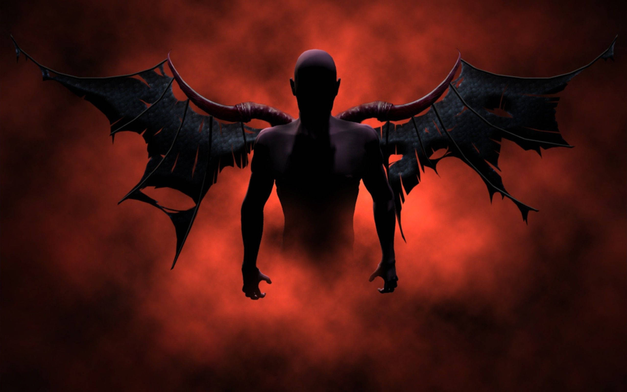 Lucifer, smokey red, demonic figure, 2K Desktop Wallpaper