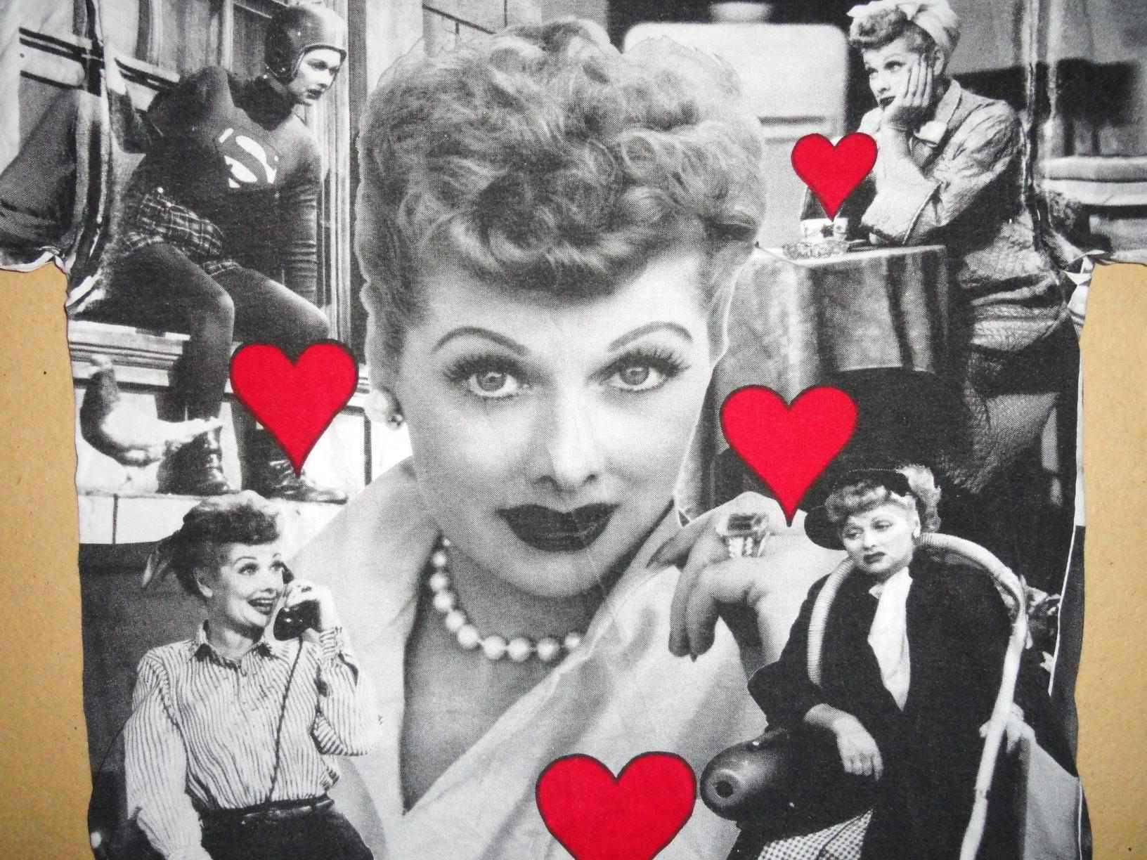 Lucille Ball, vintage black and white photos, bold red hearts, HD Desktop Wallpaper