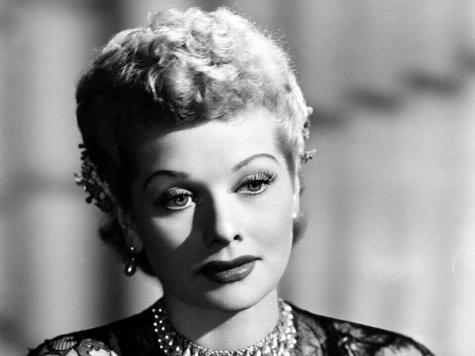 Lucille Ball, black and white, portrait, HD Desktop Wallpaper