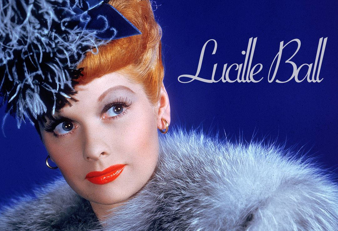 Lucille Ball, vintage portrait, bold red lips, SD Desktop Wallpaper
