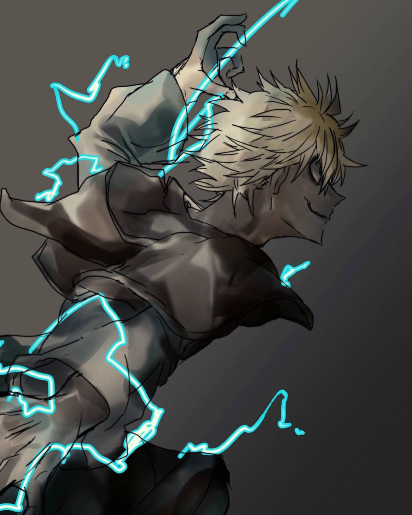 Luck Voltia, spiky blonde hair, glowing blue lightning, HD Phone Wallpaper