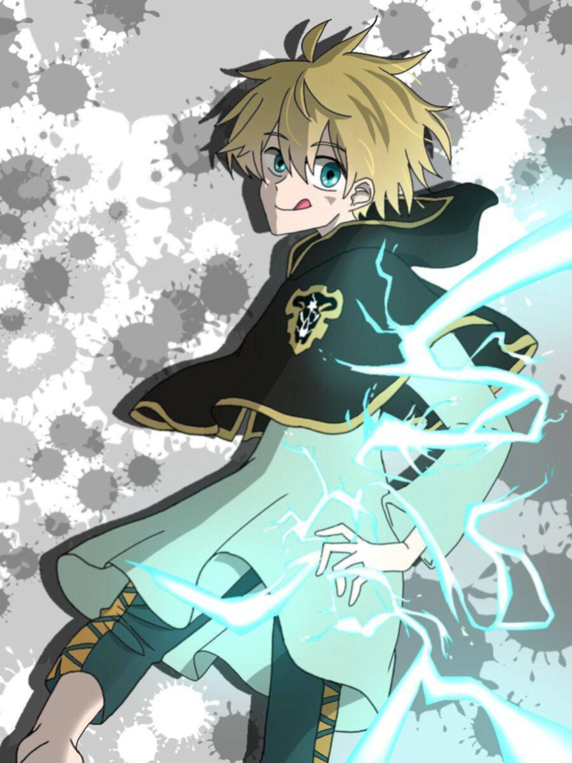 Luck Voltia, blonde anime boy, dark cloak, 2K Phone Wallpaper