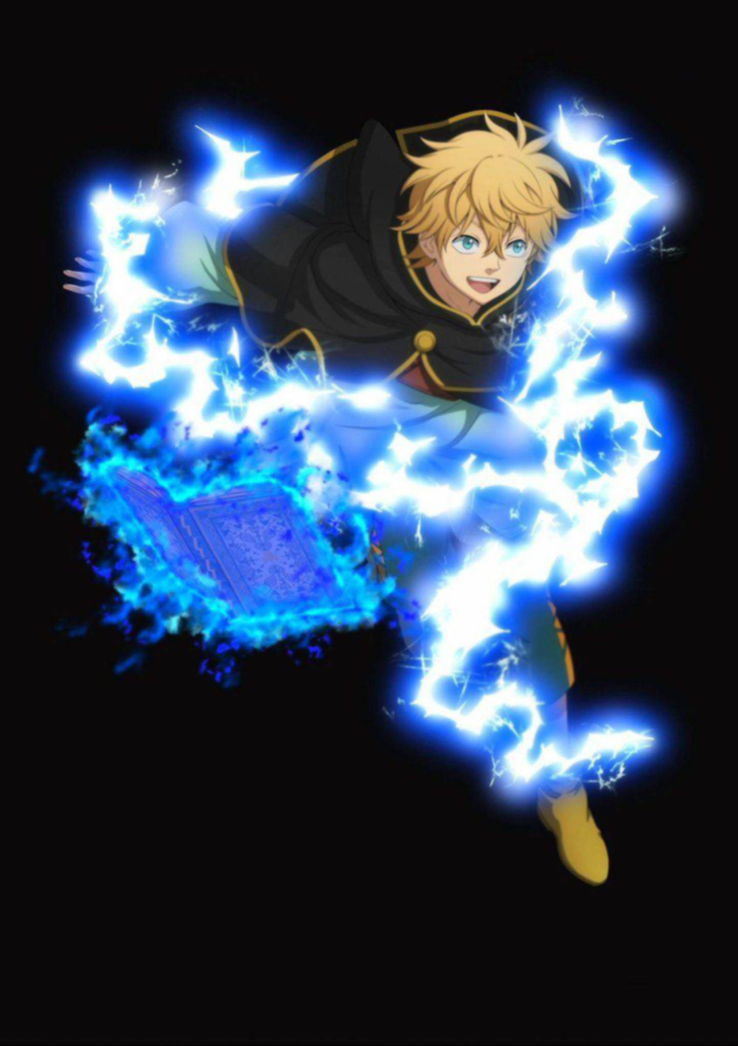Luck Voltia, black robe, bright blue lightning, Full HD Phone Wallpaper