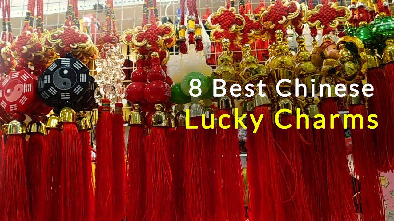 Vibrant red, gold, Chinese lucky charms, HD Desktop Wallpaper