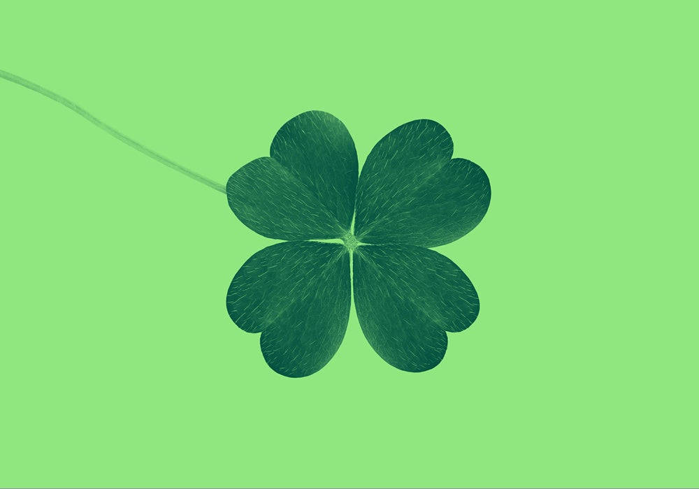 golden four-leaf clover, textured veins, light green background, SD Desktop Wallpaper