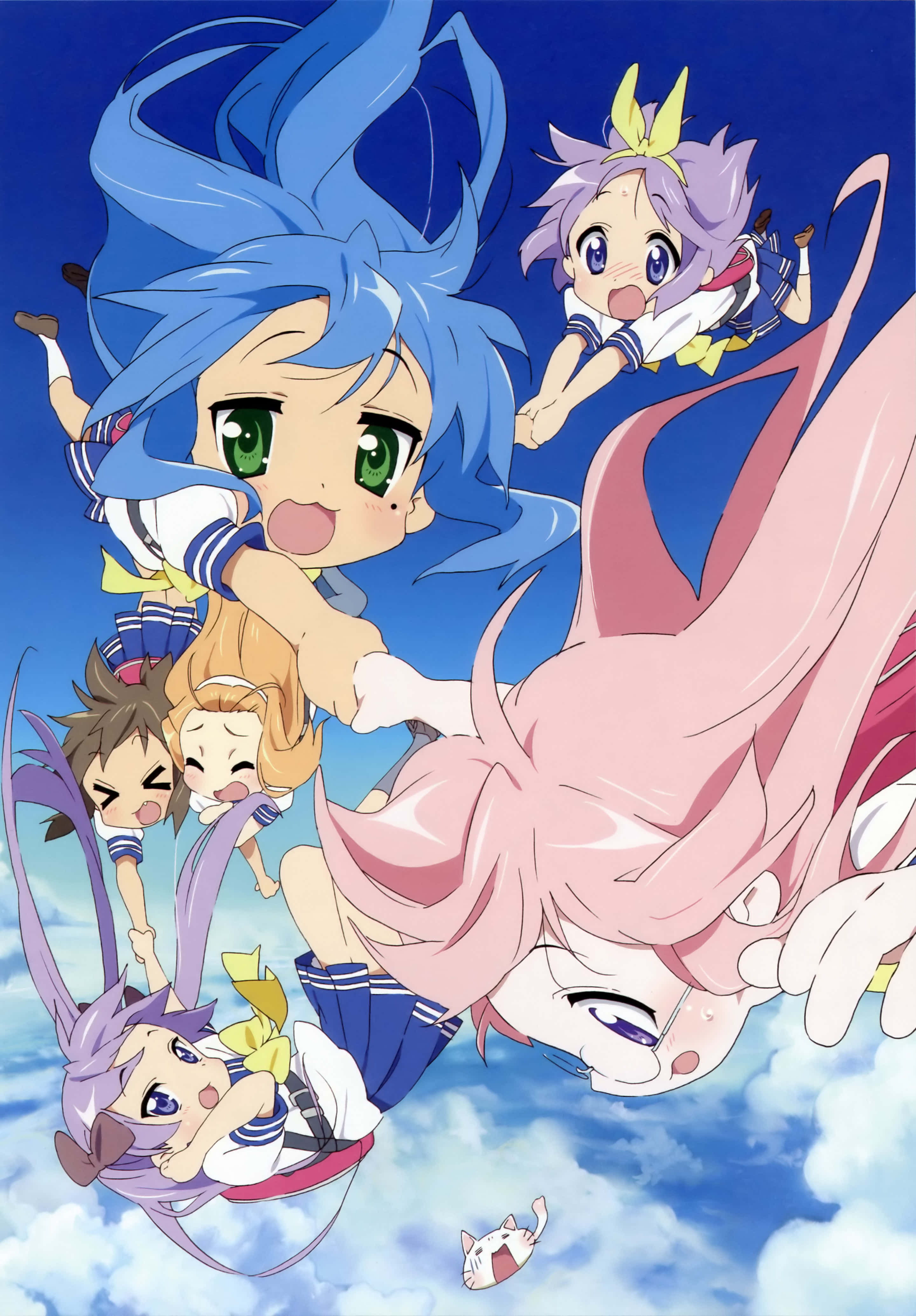 Lucky Star, anime girls, sailor uniforms, 4K Phone Wallpaper